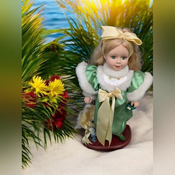 The Brass Key Collection Green Dress Porcelain Doll (EUC) - Picture 1 of 7